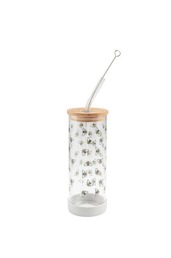 Cambridge Busy Bee Glass Water Bottle with Glass Straw 2
