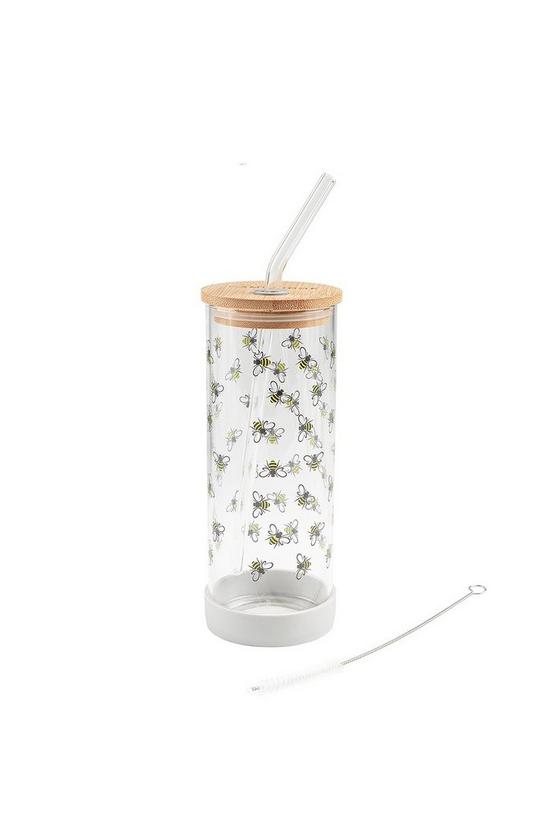 Cambridge Busy Bee Glass Water Bottle with Glass Straw 3
