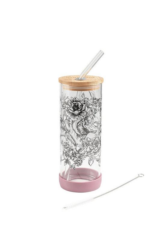 Cambridge Floral Trail Glass Water Bottle with Glass Straw 3