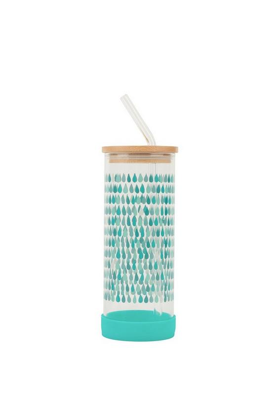 Cambridge Water Droplet Glass Water Bottle with Glass Straw 3