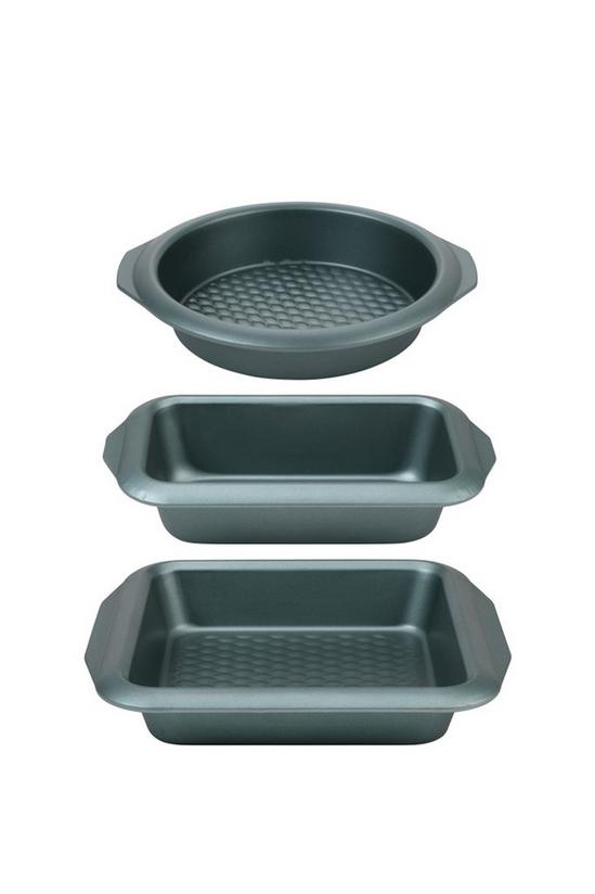 Progress Shimmer Collection 3 Piece Carbon Steel Ovenware & Baking Set - Round, Loaf And Square Pan 1