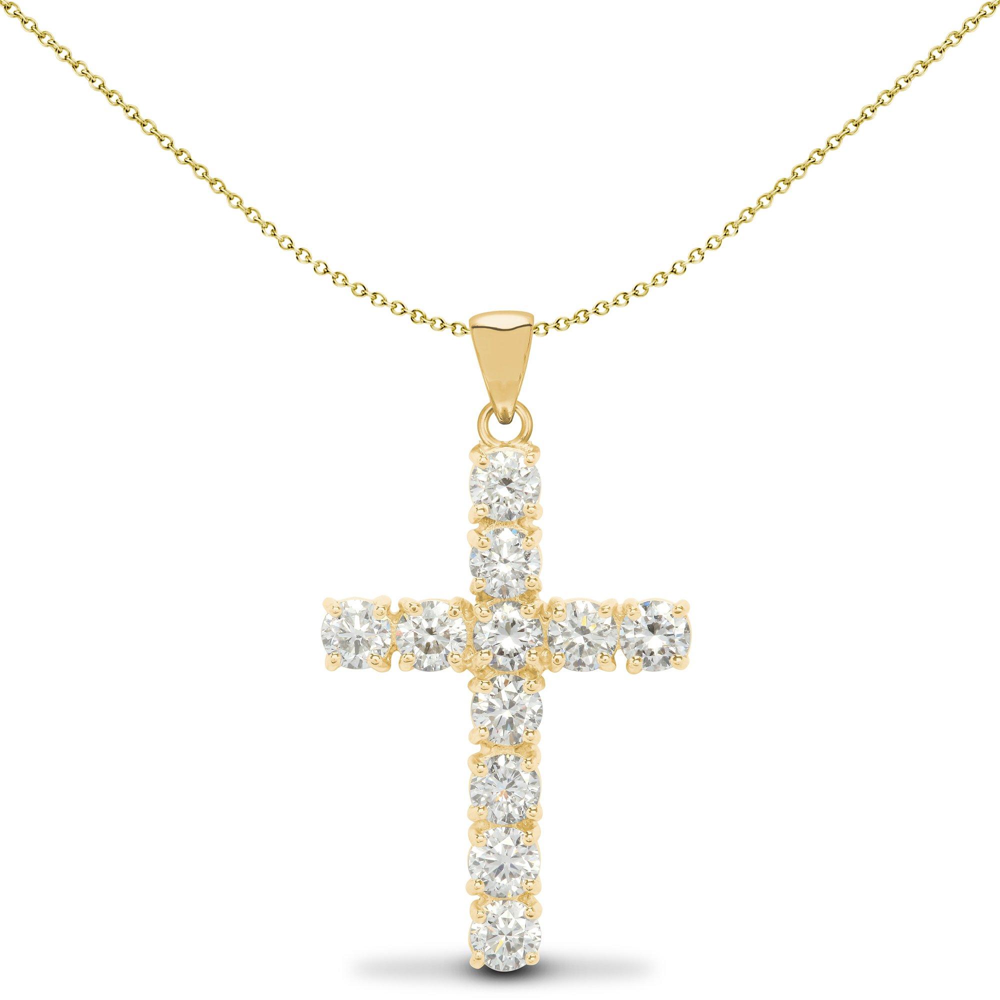 18ct Gold  2ct Diamond Eternity Cross Pendant - 18X096
