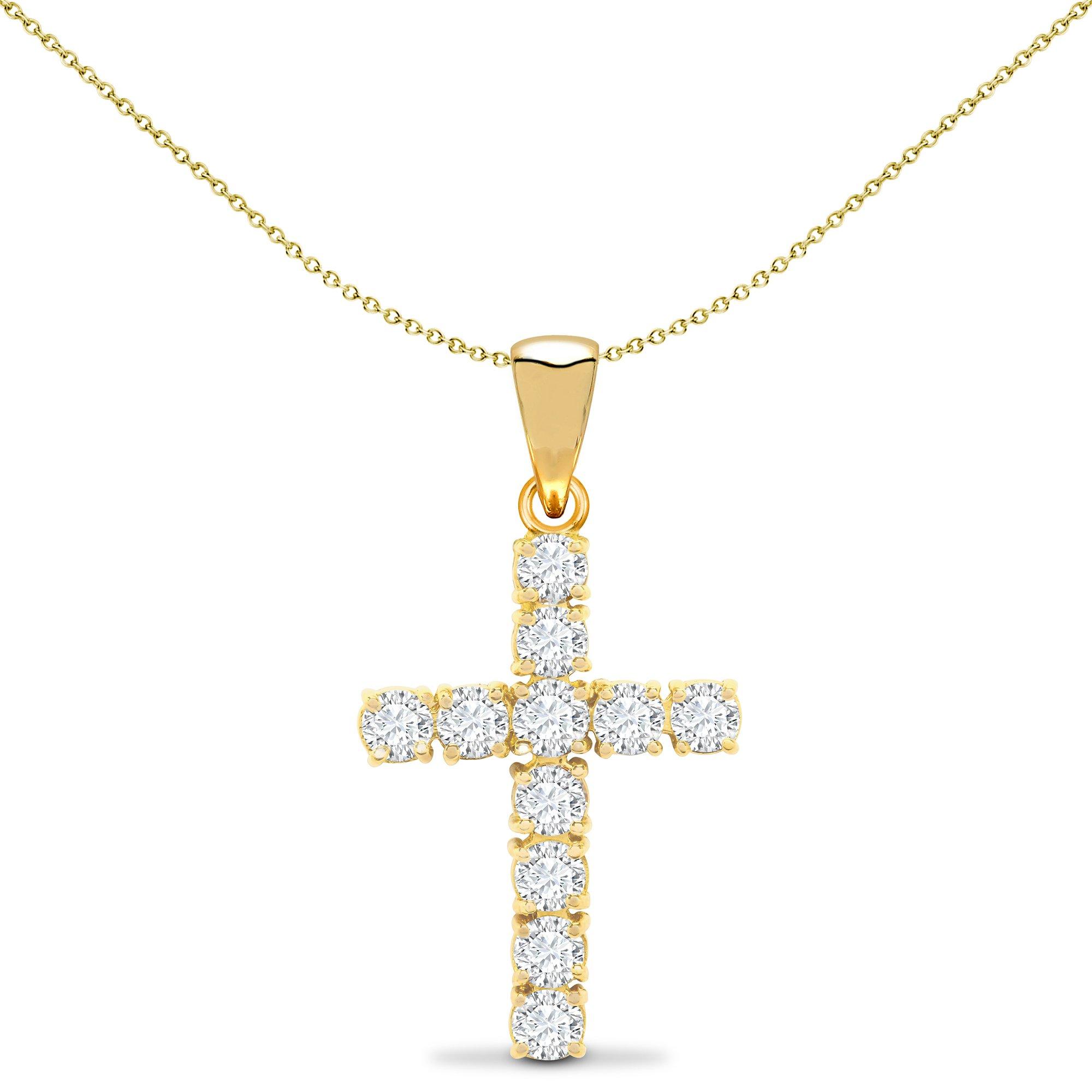 18ct Gold  1.5ct Diamond Eternity Cross Pendant - 18X097