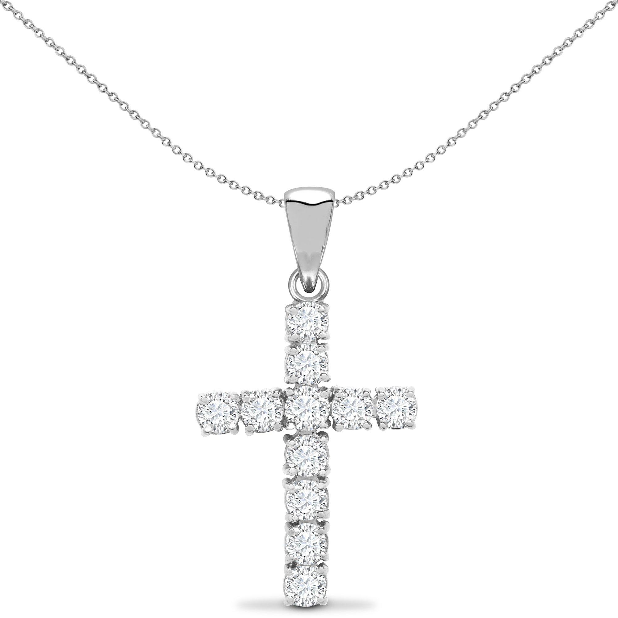 18ct White Gold  1.5ct Diamond Eternity Cross Pendant - 18X098