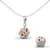 Jewelco London Silver  Crystal Cup Cake Charm Pendant - APD082 thumbnail 1