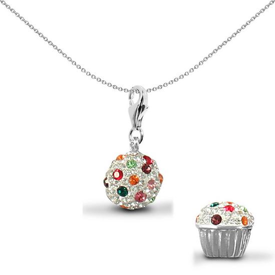 Jewelco London Silver  Crystal Cup Cake Charm Pendant - APD082 1
