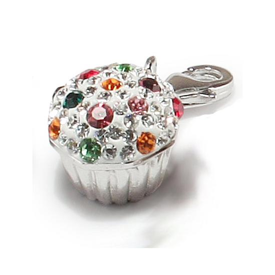 Jewelco London Silver  Crystal Cup Cake Charm Pendant - APD082 2