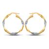 Jewelco London 9ct 2-Colour Gold  Ice Glitter Twist 3mm Hoop Earrings 25mm - JER661B thumbnail 1