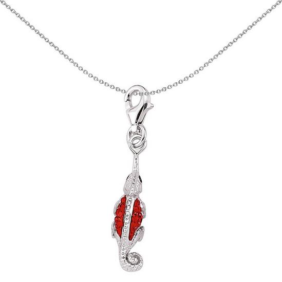 Jewelco London Sterling Silver  Red Crystal Chameleon Lizard Link Charm - CM113 1