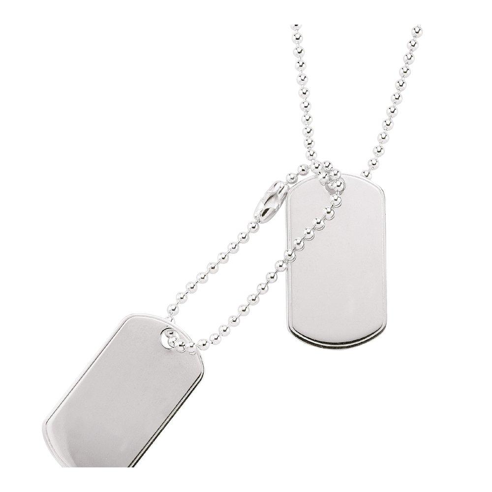 Silver  Military Double Dog Tag Pendant Necklace 20 inch - GVK042