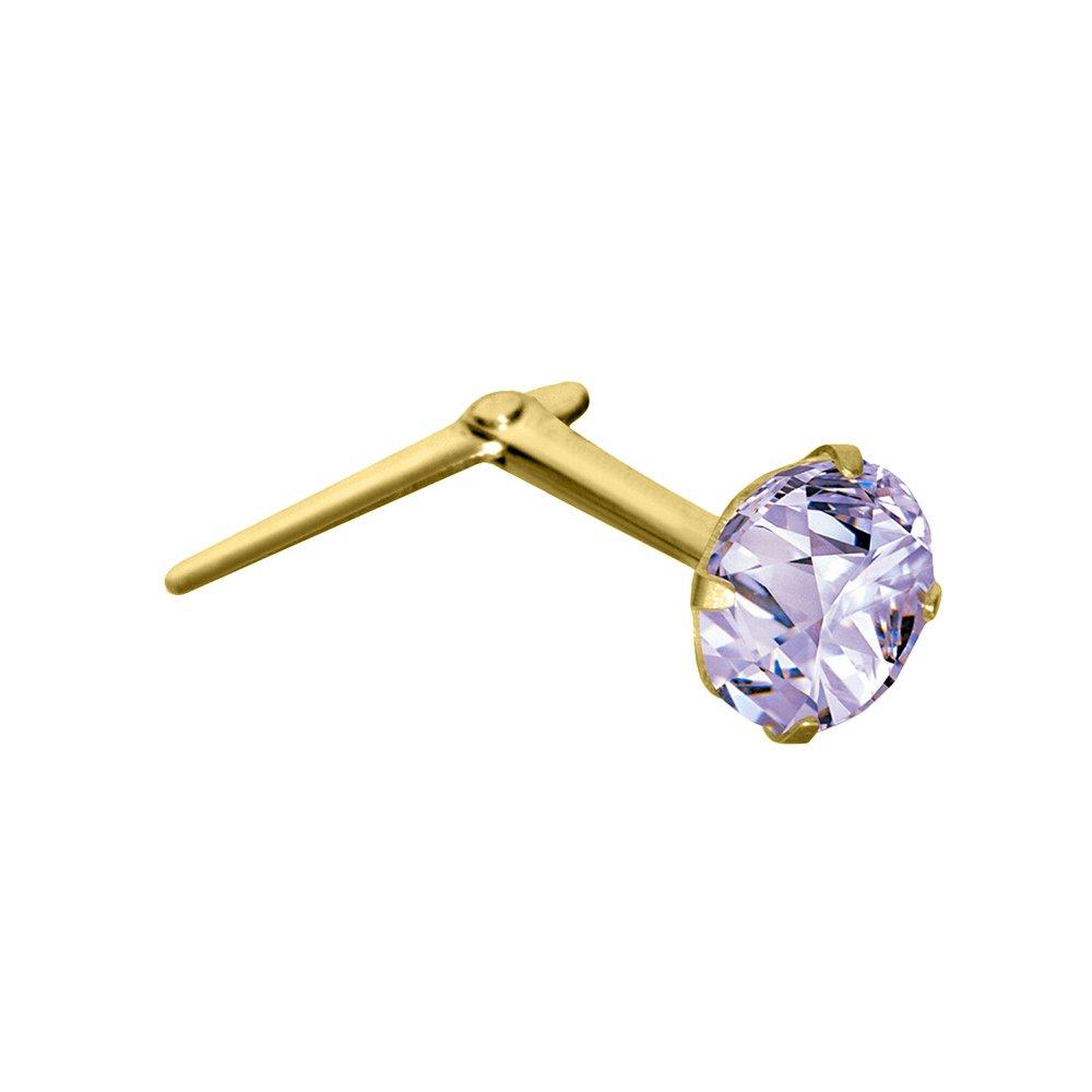 Jewellery | 9ct Gold Lilac Crystal Claw Set Andralok Hinged Nose Stud ...