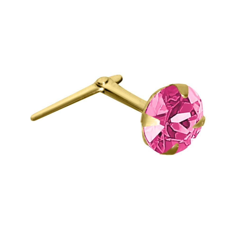 Jewellery | 9ct Gold Pink Crystal Claw Set Andralok Hinged Nose Stud ...