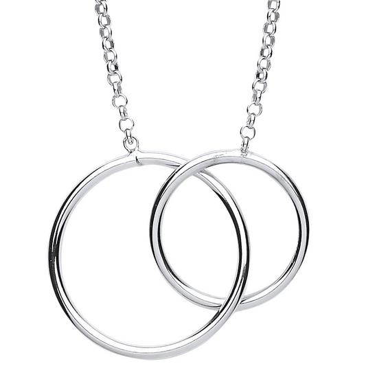 Jewelco London Silver   Linking Rings Charm Necklace 16 inch - GVK202 1