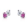 Jewelco London Sterling Silver  Red CZ Illusion Solitaire Cluster Stud Earrings - RE42794RB thumbnail 1