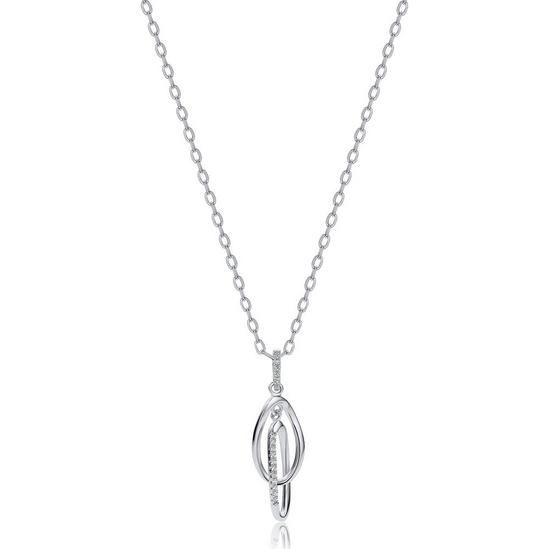 Jewelco London Sterling Silver  CZ Interlocked Oval Drop Charm Necklace 18 inch - RE46524 1