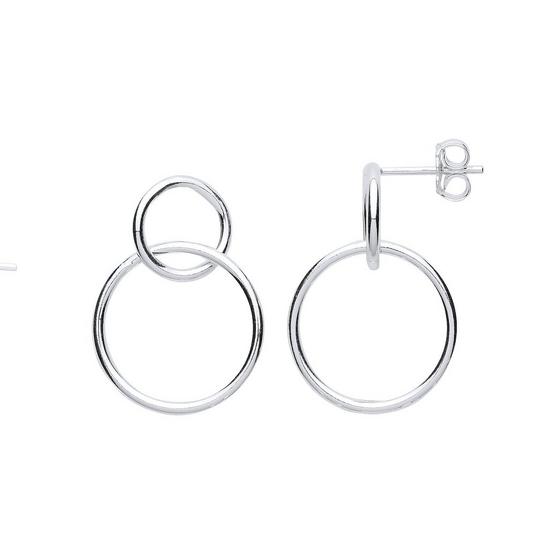 Jewelco London Silver  Magic  Linking Rings Drop Earrings - GVE772 1