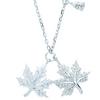 Jewelco London Silver  Pear CZ Canada Maple Leaf Charm Necklace - GVK320 thumbnail 1