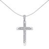 Jewelco London Sterling Silver  CZ 2 Row Pave Cross Pendant Necklace 50mm 18" - APX016 thumbnail 1