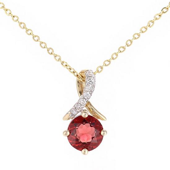 Jewelco London 9ct Gold  2pts Diamond 0.63ct Garnet Kiss Crossover Necklace 18" - PP0AXL5929YGT 1