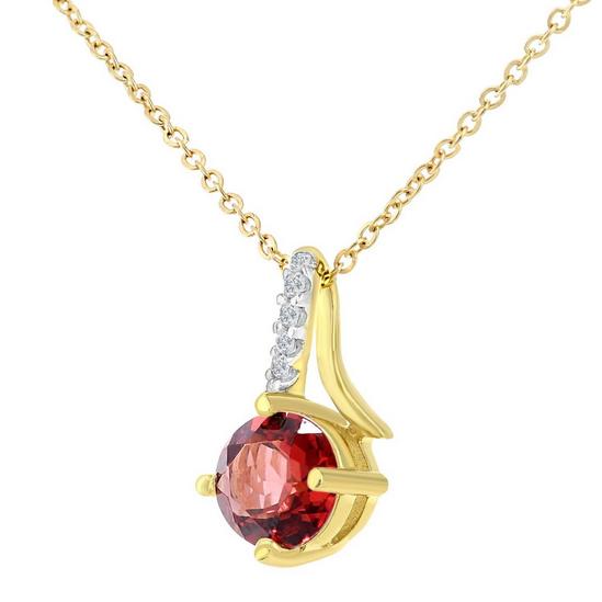 Jewelco London 9ct Gold  2pts Diamond 0.63ct Garnet Kiss Crossover Necklace 18" - PP0AXL5929YGT 2