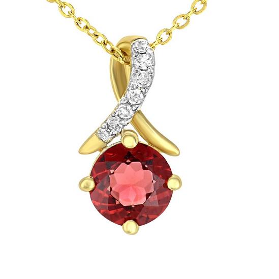 Jewelco London 9ct Gold  2pts Diamond 0.63ct Garnet Kiss Crossover Necklace 18" - PP0AXL5929YGT 3
