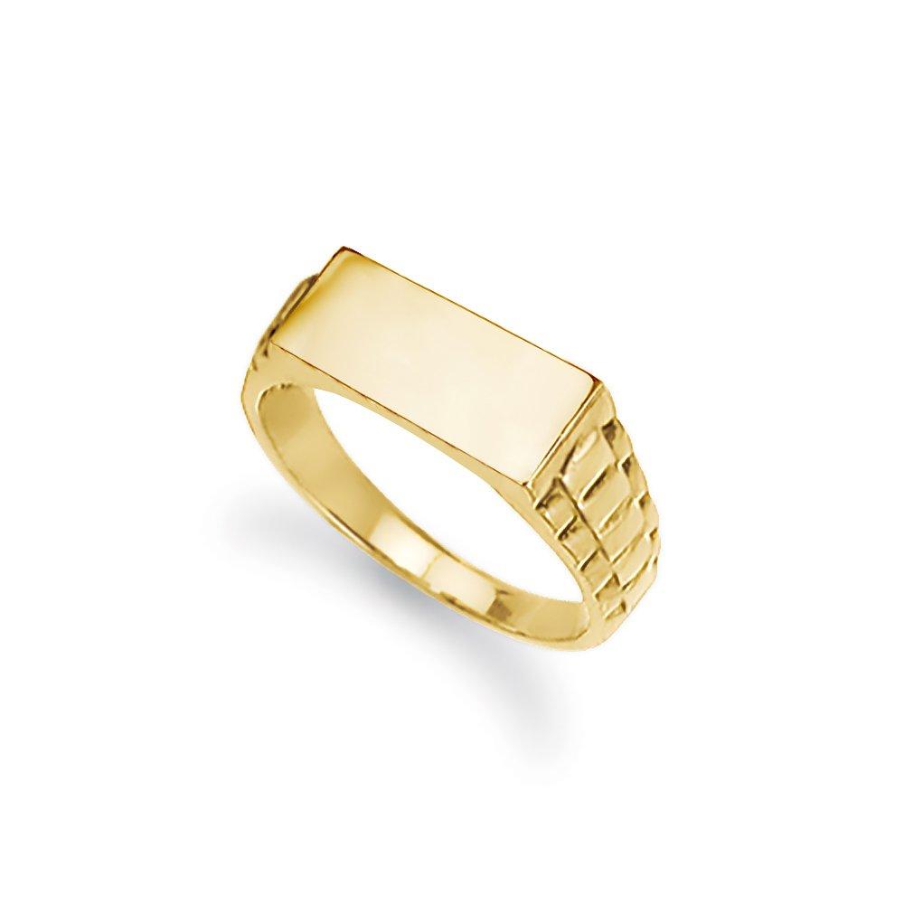 9ct Gold  Engravable Presidential Initial Blank Plate Signet Ring - JIR003