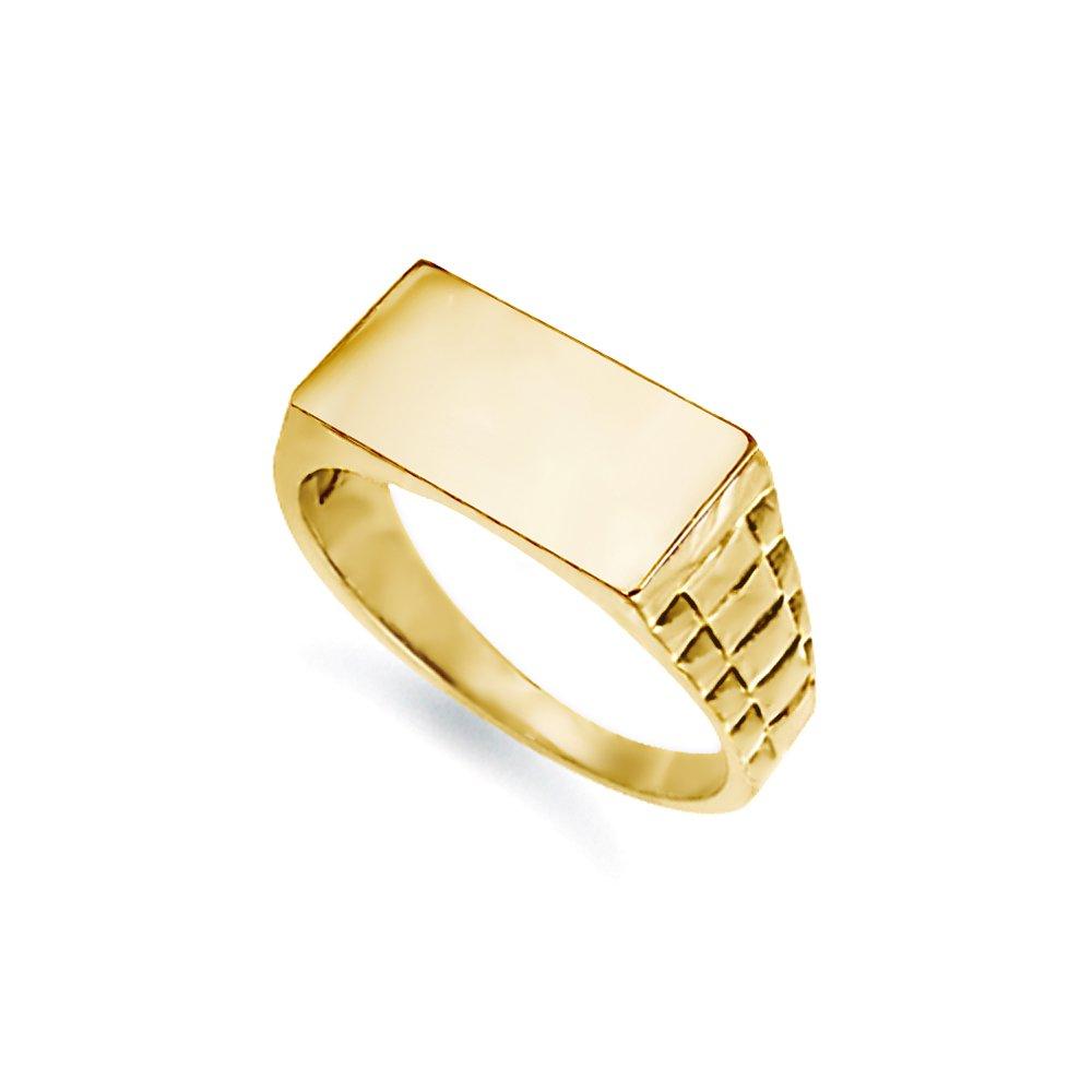 9ct Gold  Engravable Presidential Initial Blank Plate Signet Ring - JIR005