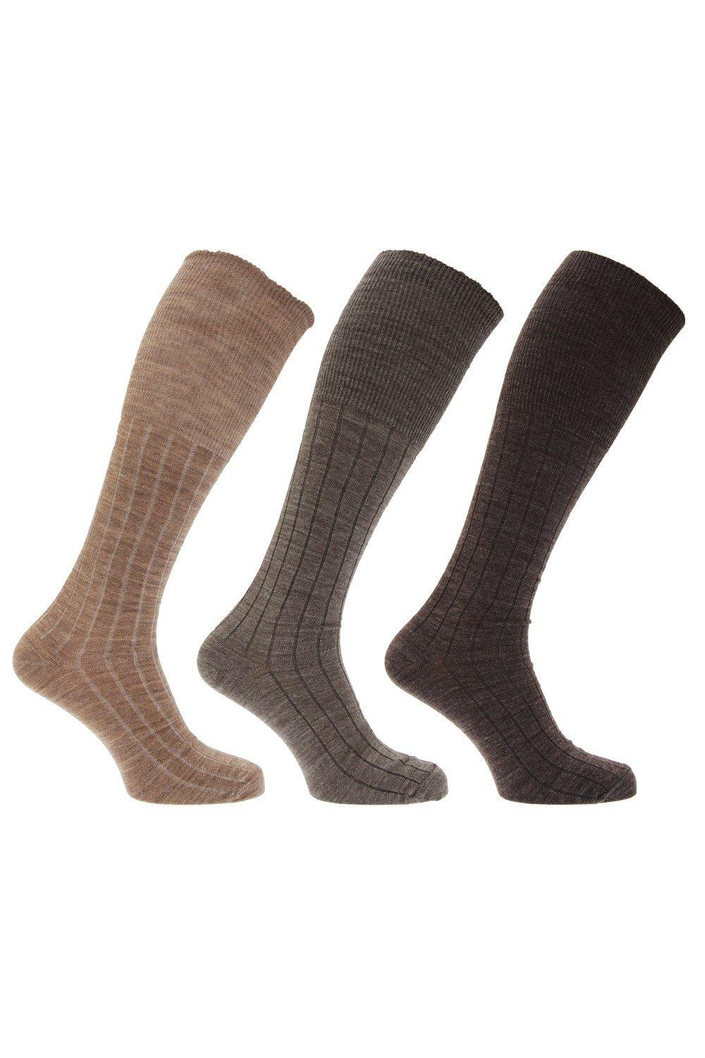 Long Length Ribbed Lambswool Blend Socks (Pack Of 3)