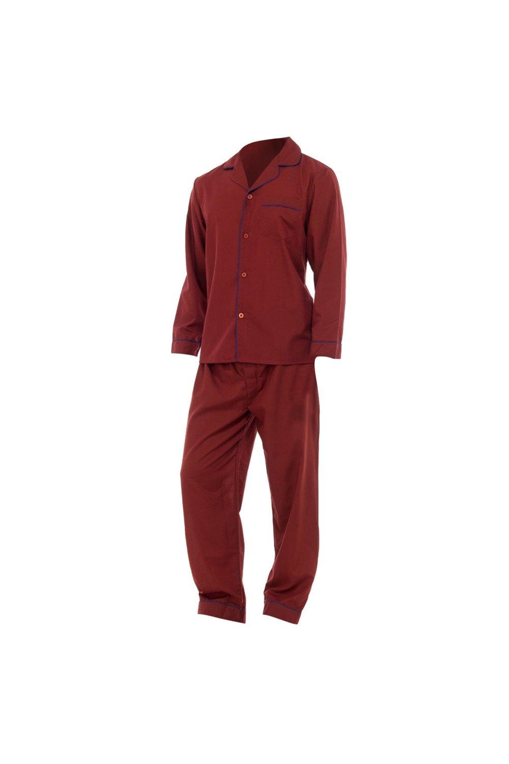 Plain Long Sleeve Shirt & Trouser Bottoms Nightwear Pyjama Set