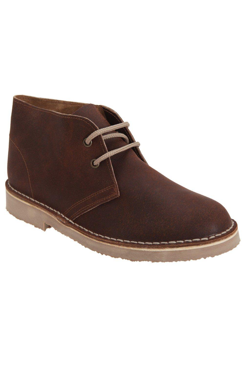 Unlined Distressed Leather Desert Boots