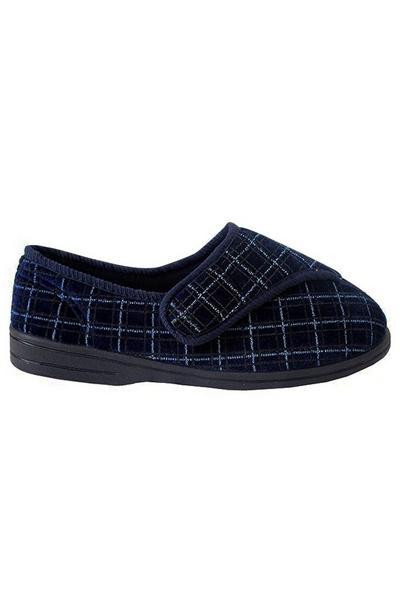 George Touch Fastening Check Velour Slippers