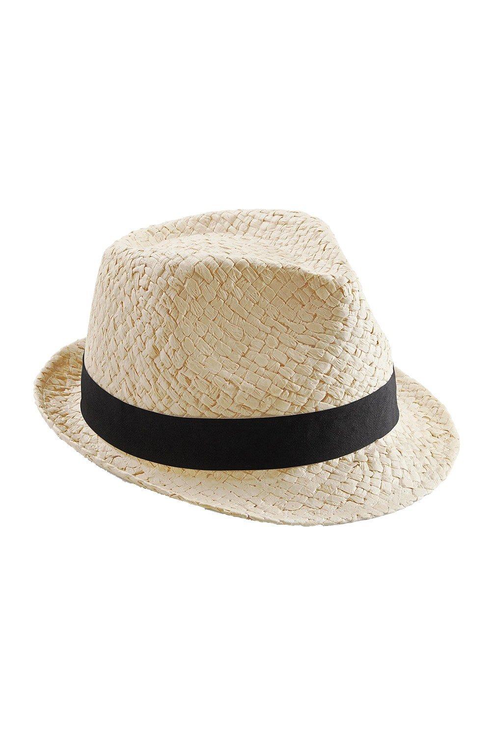 Beechfield Straw Festival Trilby Hat|Size: S/M|natural