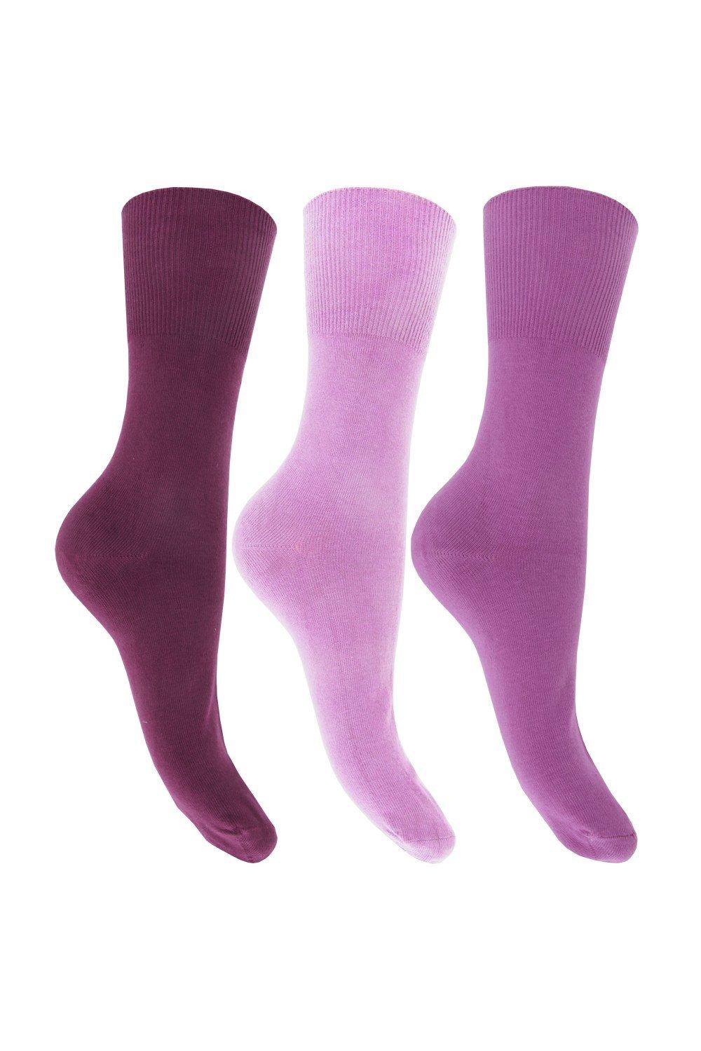 Plain Cotton Rich Non Elastic Top Socks (Pack Of 3)