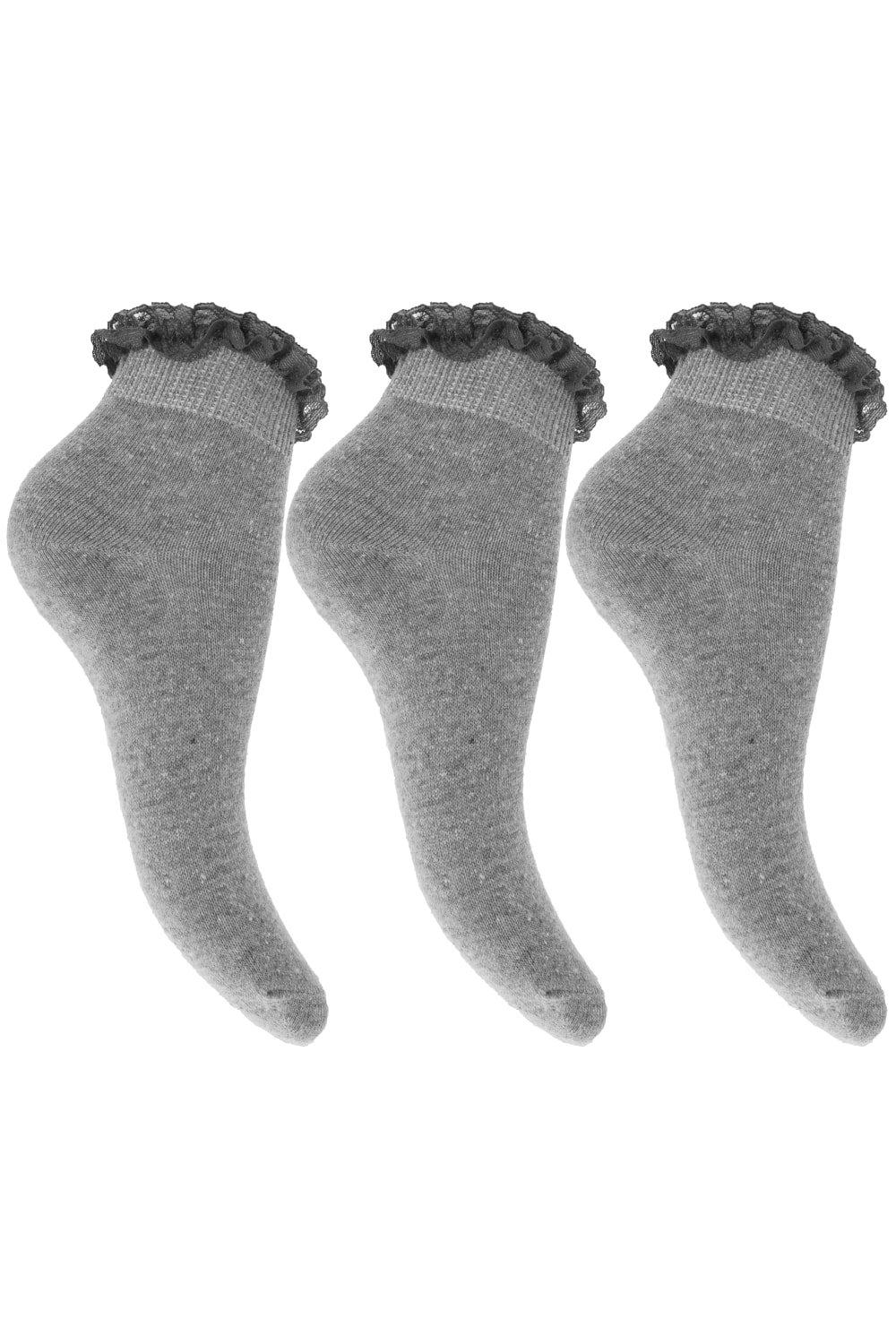 Ruffled Trim School Socks (Pack Of 3)