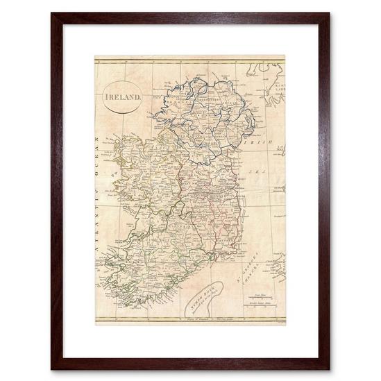 Artery8 Vintage 1799 Clement Cruttwell Ireland Ulster Connaught Leinster Munster Four Provinces Map Framed Wall Art Print Picture 12X16 inch 1