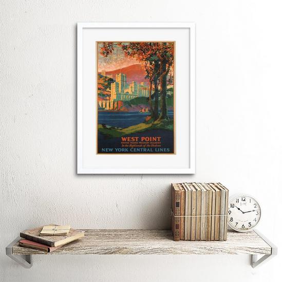 Artery8 West Point United States Military Academy New York Central Line Train Vintage Travel Poster Artwork Framed Wall Art Print 12X16 Inch 2