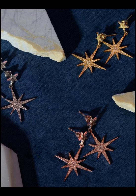 Latelita Petite Star Burst Drop Earrings Gold 4