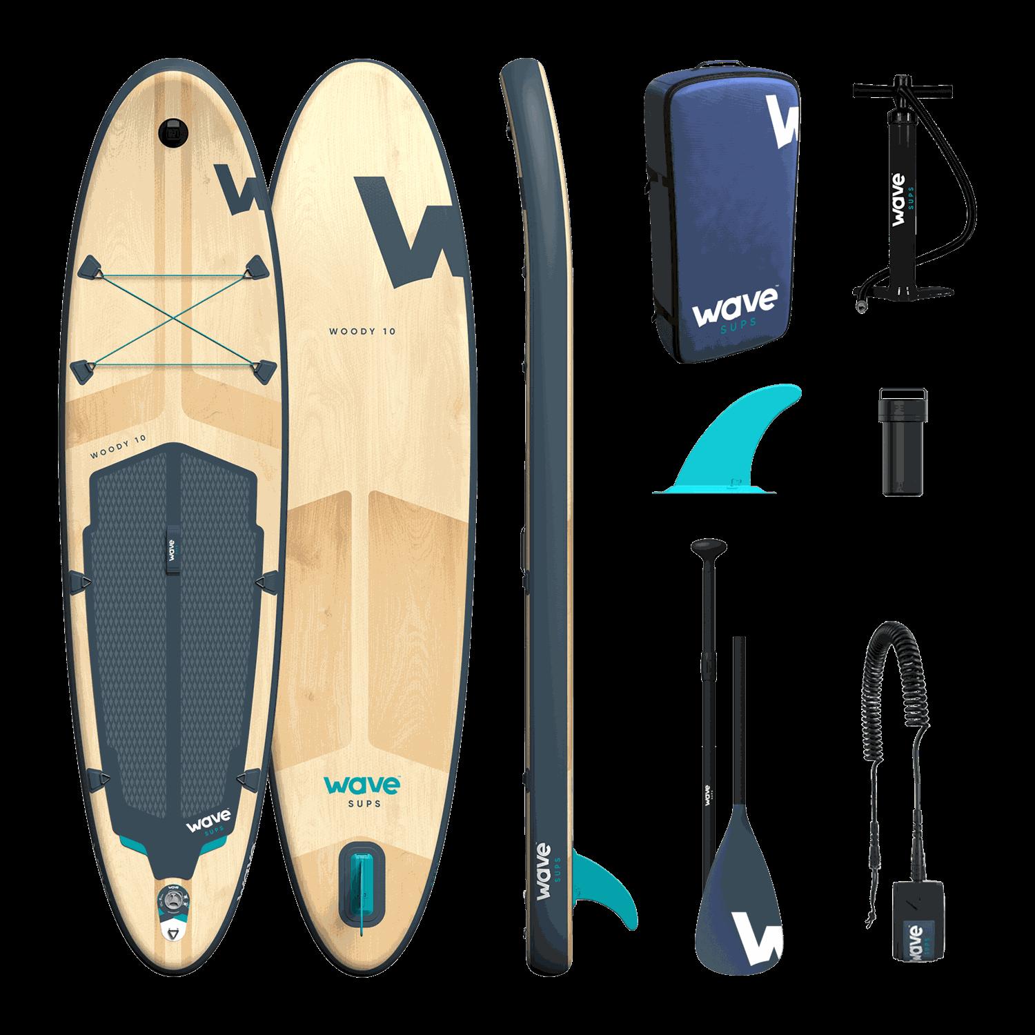 Wave Woody Sup Package - Navy Stand Up Inflatable Paddle Board 11ft