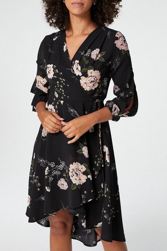 Izabel London Floral Long Sleeve Wrap Dress 2