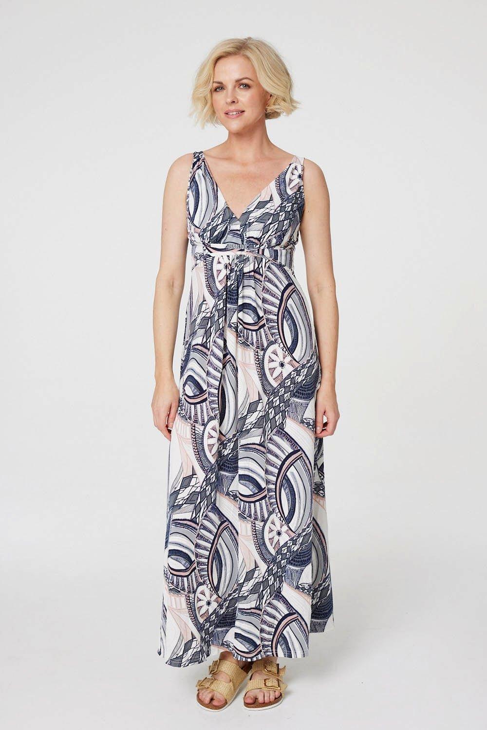 Abstract Print A-Line Maxi Dress