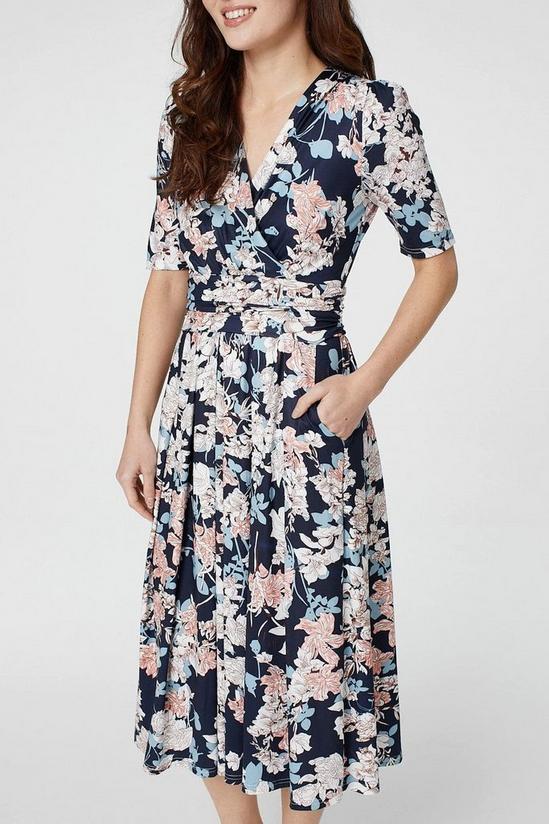 Izabel London Floral V-Neck Short Sleeve Midi Dress 3