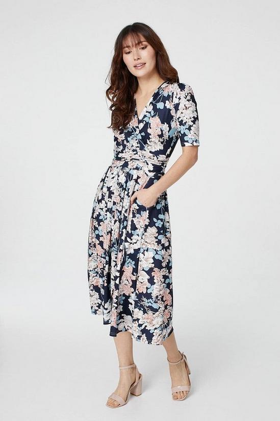 Izabel London Floral V-Neck Short Sleeve Midi Dress 4