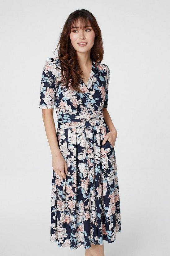Izabel London Floral V-Neck Short Sleeve Midi Dress 5