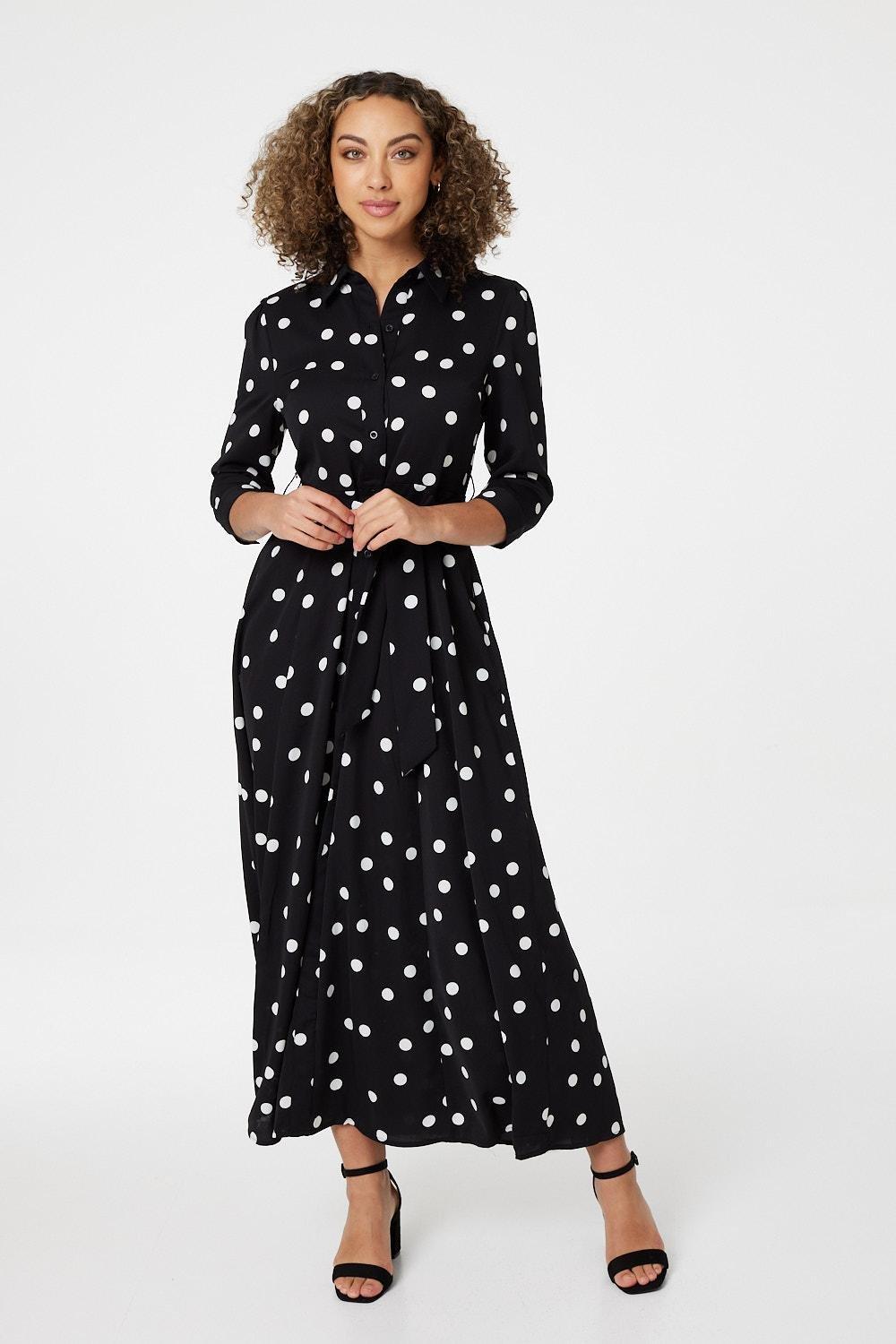 Dresses | Polka Dot Button Front Shirt Dress | Izabel London