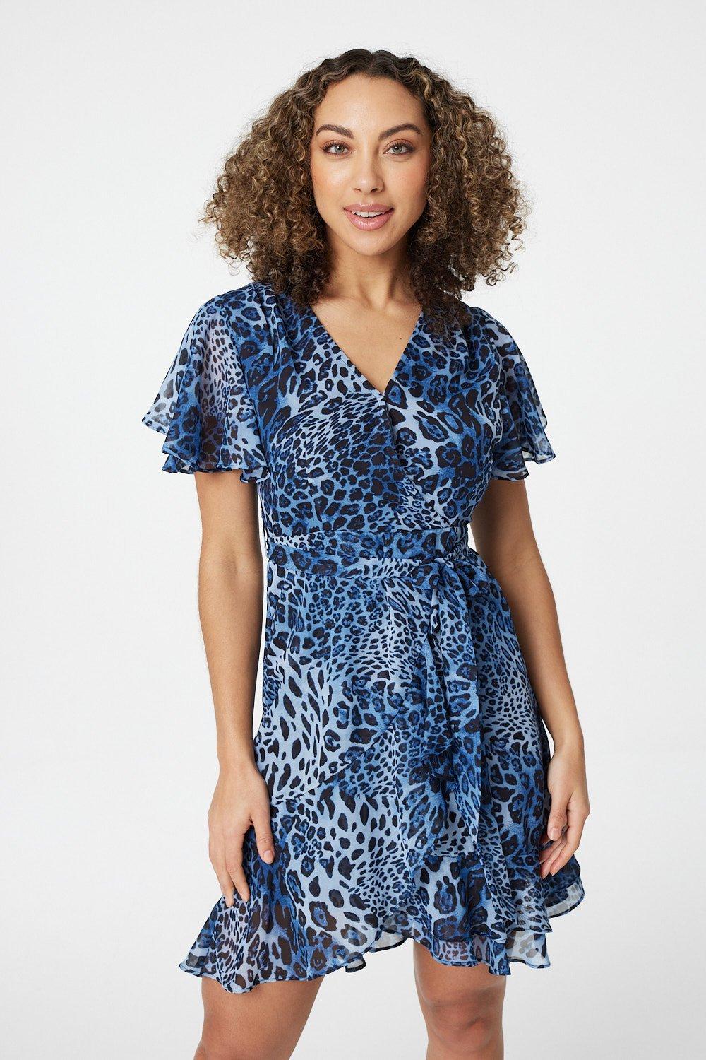 Leopard Print Short Wrap Dress