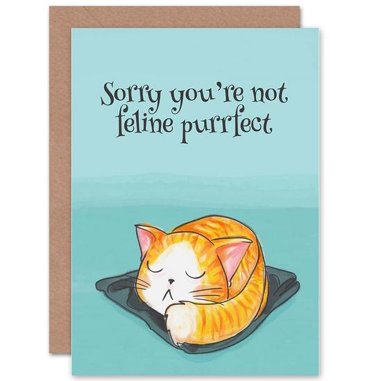 Artery8 Get Well Soon Pun Cat Lover Kitten Feline Purrfect Greetings Card Plus Envelope Blank inside 1