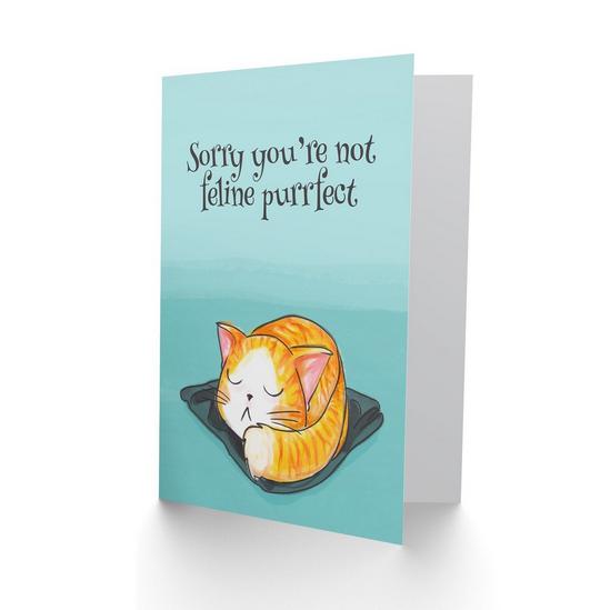 Artery8 Get Well Soon Pun Cat Lover Kitten Feline Purrfect Greetings Card Plus Envelope Blank inside 2