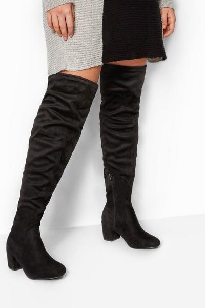 Wide & Extra Wide Fit Faux Suede Over The Knee Boots