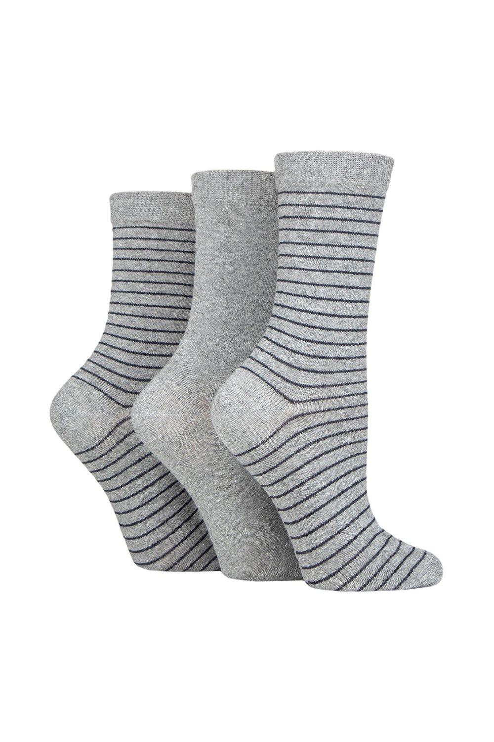3 Pair 100% Recycled Fine Stripe Cotton Socks