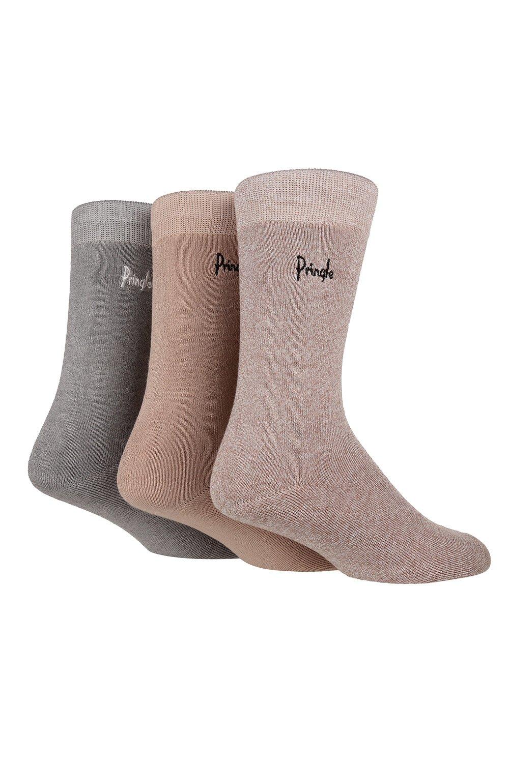 Pringle 3 Pack Gentle Ankle Grip Socks - Beige